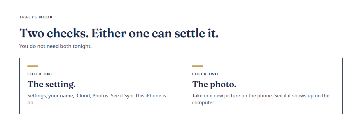 Two small checks for iPhone photos in iCloud